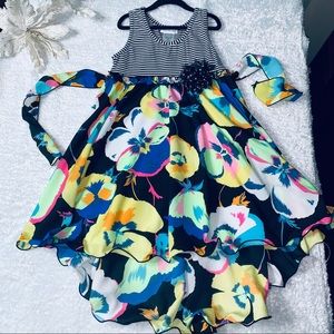 Bonnie Jean High-low floral dress ! 💙💚💛💗